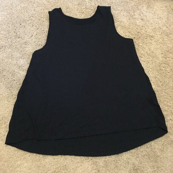 Dark Navy Blue Accordion Pleated Back Rayon Tank Top - Picture 10 of 13
